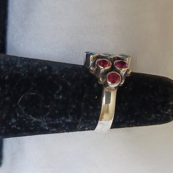 Nicky Butler ring blue topaz pink tourmaline silver size 5 like new - Picture 16 of 16